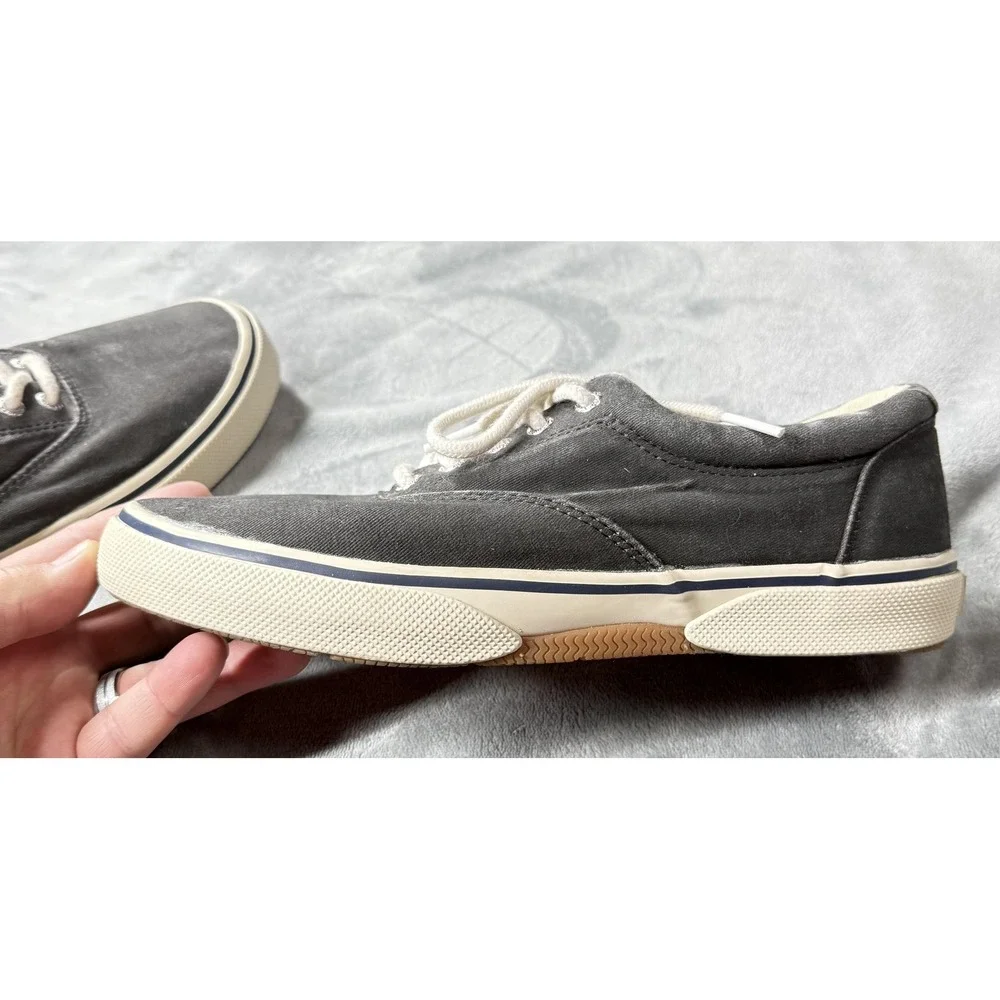 Sperry Top-Sider Shoes Mens‎ Size 8.5 Gray Canvas Lace Up Sneakers Boat Casual